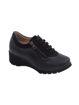 Zapato Sport Negro Piel-Ante Ancho Especial Tallas Pequeñas 5851PPS