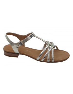 Sandalia Plana Plata Piel Tallas Grandes 794GA