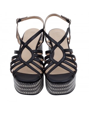 Sandalia Plataforma Negra Piel Tallas Grandes 7554D