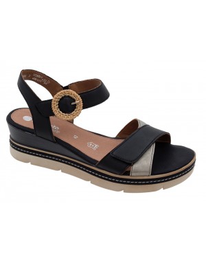 Sandalia Sport Negra Piel Tallas Grandes V34RZ