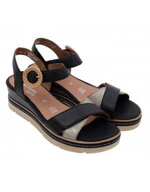 Sandalia Sport Negra Piel Tallas Grandes V34RZ