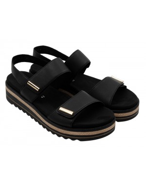 Sandalia Sport Negra Piel Tallas Grandes V38RZ