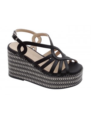 Sandalia Plataforma Negra Piel Tallas Pequeñas 7554PD