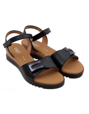 Sandalia Sport Negra Piel Tallas Grandes 756GA