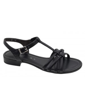 Sandalia Plana Negra Piel Tallas Grandes 794GA