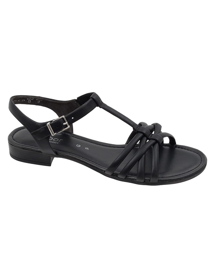 Sandalia Plana Negra Piel Tallas Grandes 794GA