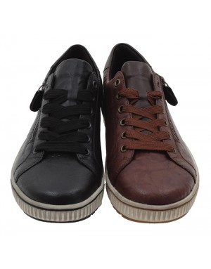 Sneakers Negro Piel Tallas Grandes IN22RZ
