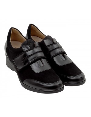 Zapato Velcro Negro Ante-Piel Tallas Grandes 5852PS