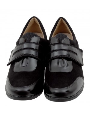 Zapato Velcro Negro Ante-Piel Tallas Grandes 5852PS