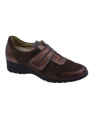 Zapato Velcro Caoba Ante-Piel Tallas Grandes 5852PS