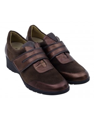 Zapato Velcro Caoba Ante-Piel Tallas Grandes 5852PS