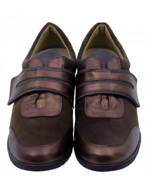 Zapato Velcro Caoba Ante-Piel Tallas Grandes 5852PS