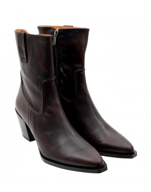 Botín Cowboy Caoba Piel Tallas Grandes 8167D