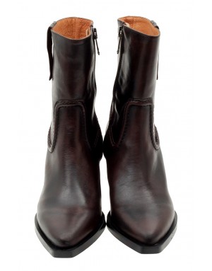 Botín Cowboy Caoba Piel Tallas Grandes 8167D