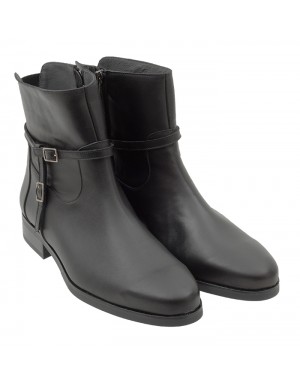 Botín Plano Negro Piel Tallas Grandes 7720D