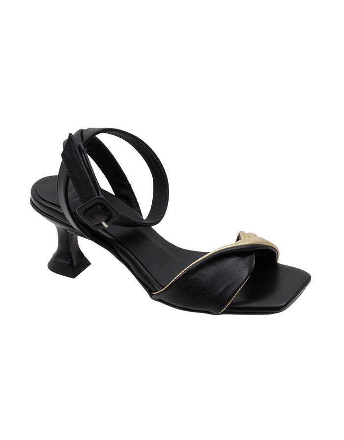 Sandalia Vestir Negra-Oro Piel Tallas Pequeñas 8391PD