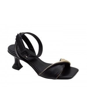 Sandalia Vestir Negra-Oro Piel Tallas Pequeñas 8391PD