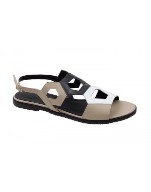 Sandalia Plana Tricolor Piel Tallas Grandes 8313D