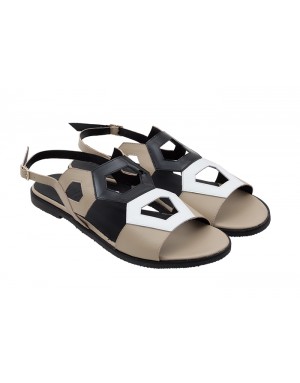 Sandalia Plana Tricolor Piel Tallas Grandes 8313D