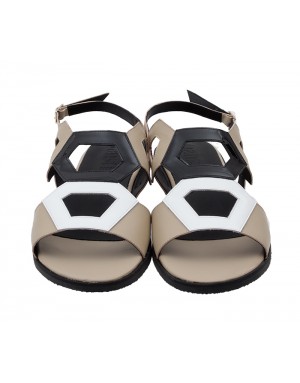 Sandalia Plana Tricolor Piel Tallas Grandes 8313D
