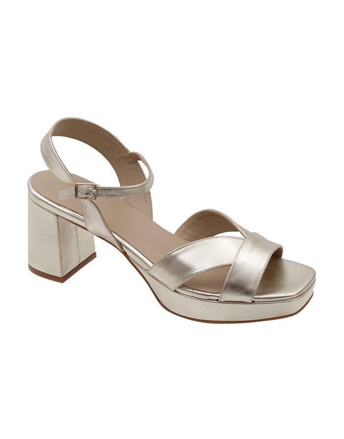 Sandalia Plataforma Platino Piel Tallas Grandes 7500D