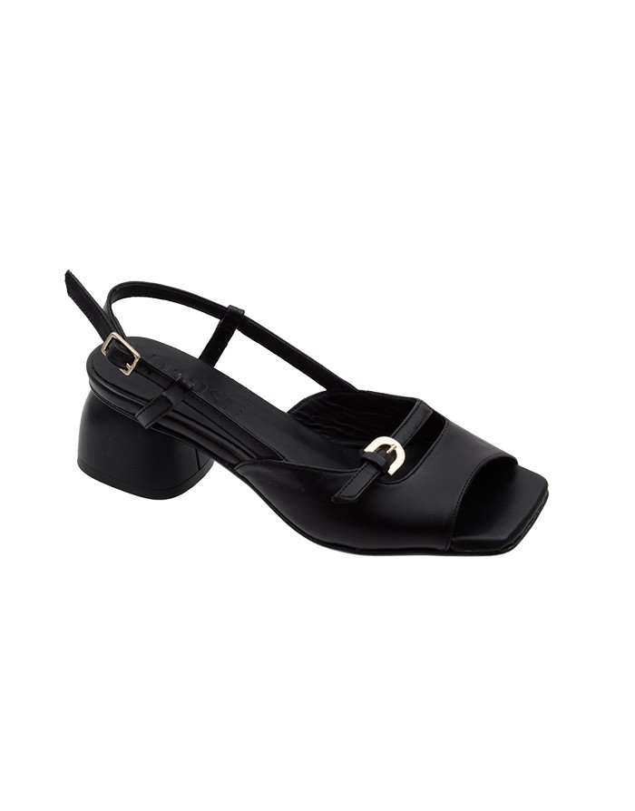 Sandalia Negra Piel Tallas Pequeñas 8367PD