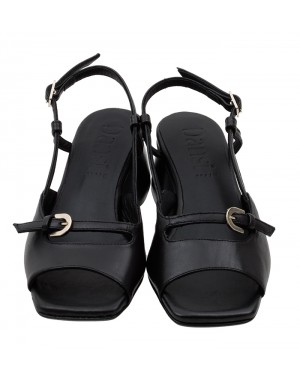 Sandalia Negra Piel Tallas Pequeñas 8367PD