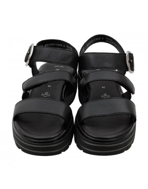 Sandalia Sport Negra Piel Tallas Grandes V33RZ