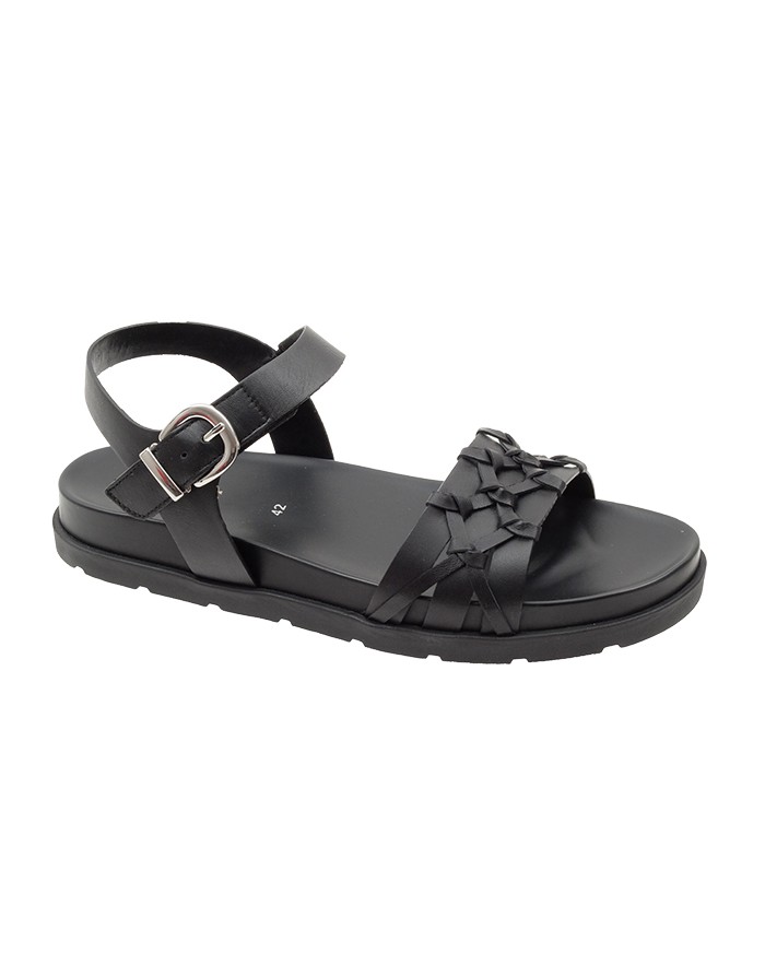 Sandalia Sport Negra Piel Tallas Grandes 600GA