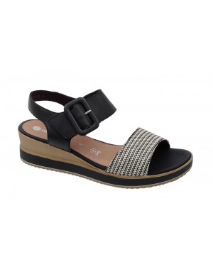 Sandalia Sport Negra-Blanca Piel Tallas Grandes V39RZ