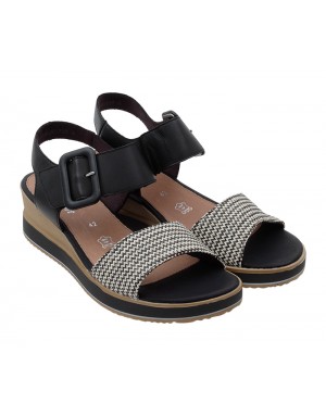 Sandalia Sport Negra-Blanca Piel Tallas Grandes V39RZ