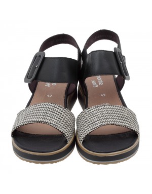 Sandalia Sport Negra-Blanca Piel Tallas Grandes V39RZ