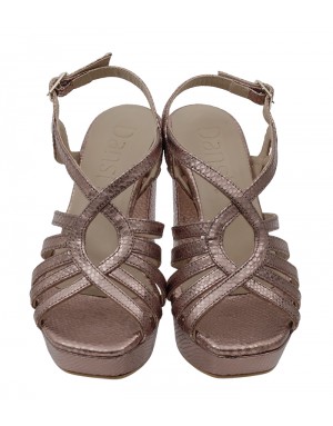 Sandalia Plataforma Bronce Piel Tallas Pequeñas 8490PD