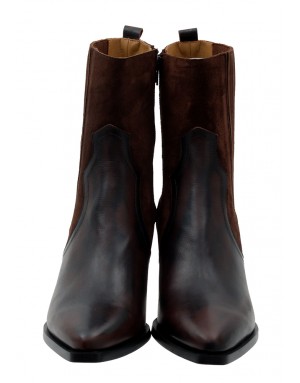 Botín Cowboy Chocolate Ante-Piel Tallas Grandes 9108D