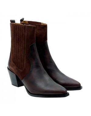 Botín Cowboy Chocolate Ante-Piel Tallas Grandes 9108D