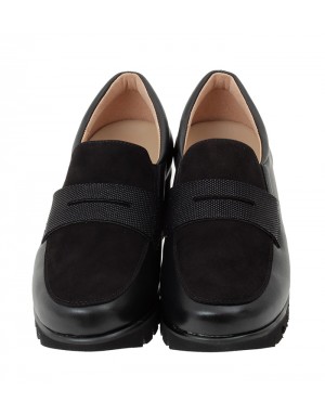 Mocasín Negro Piel-Ante Tallas Pequeñas 5854PPS