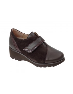 Zapato Velcro Caoba Piel-Ante Tallas Pequeñas 5856PPS