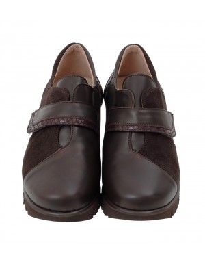 Zapato Velcro Caoba Piel-Ante Tallas Pequeñas 5856PPS