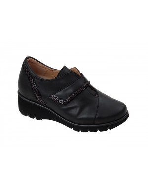 Zapato Velcro Negro Piel Tallas Pequeñas 5856PPS