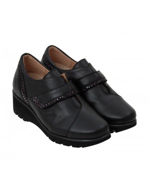 Zapato Velcro Negro Piel Tallas Pequeñas 5856PPS
