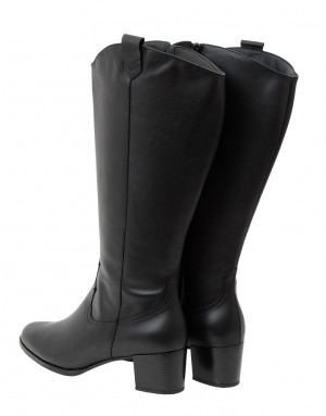 Bota Negra Piel Caña Ancha (XL) 5461PS