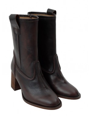 Media Bota Caoba Piel Tallas Pequeñas 9041PD