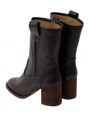 Media Bota Caoba Piel Tallas Pequeñas 9041PD