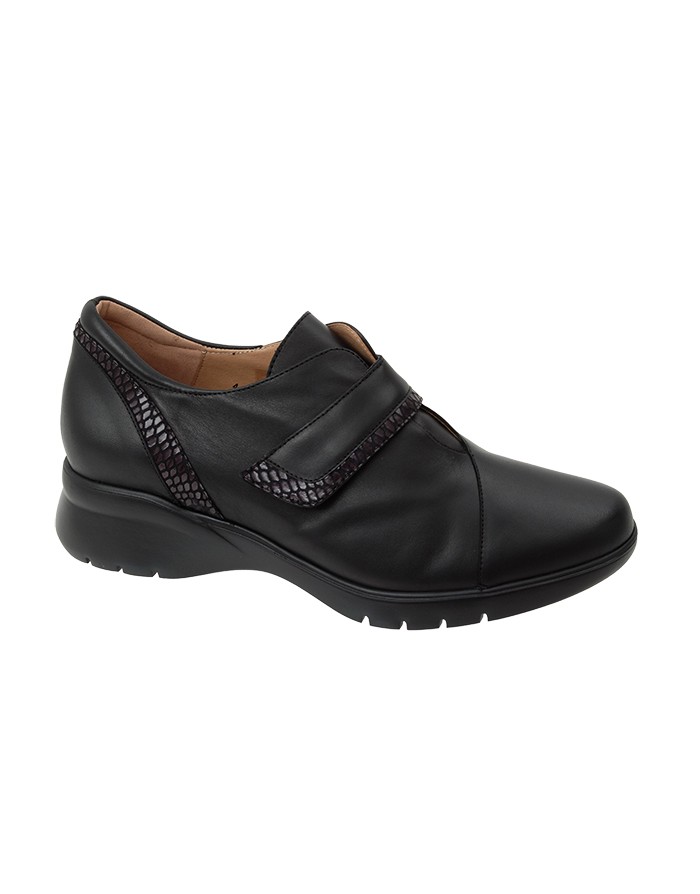 Zapato Velcro Negro Piel Tallas Grandes 5856PS