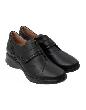 Zapato Velcro Negro Piel Tallas Grandes 5856PS