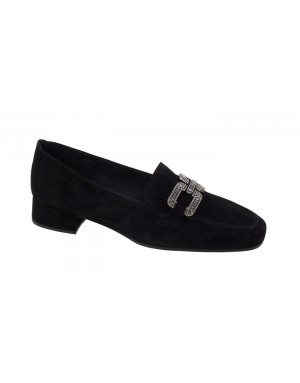 Mocasín Gabor de Ante Negro con pedrería Tallas Grandes 002GA
