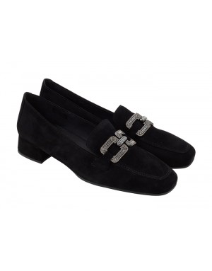 Mocasín Gabor de Ante Negro con pedrería Tallas Grandes 002GA