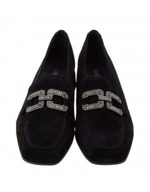 Mocasín Gabor de Ante Negro con pedrería Tallas Grandes 002GA